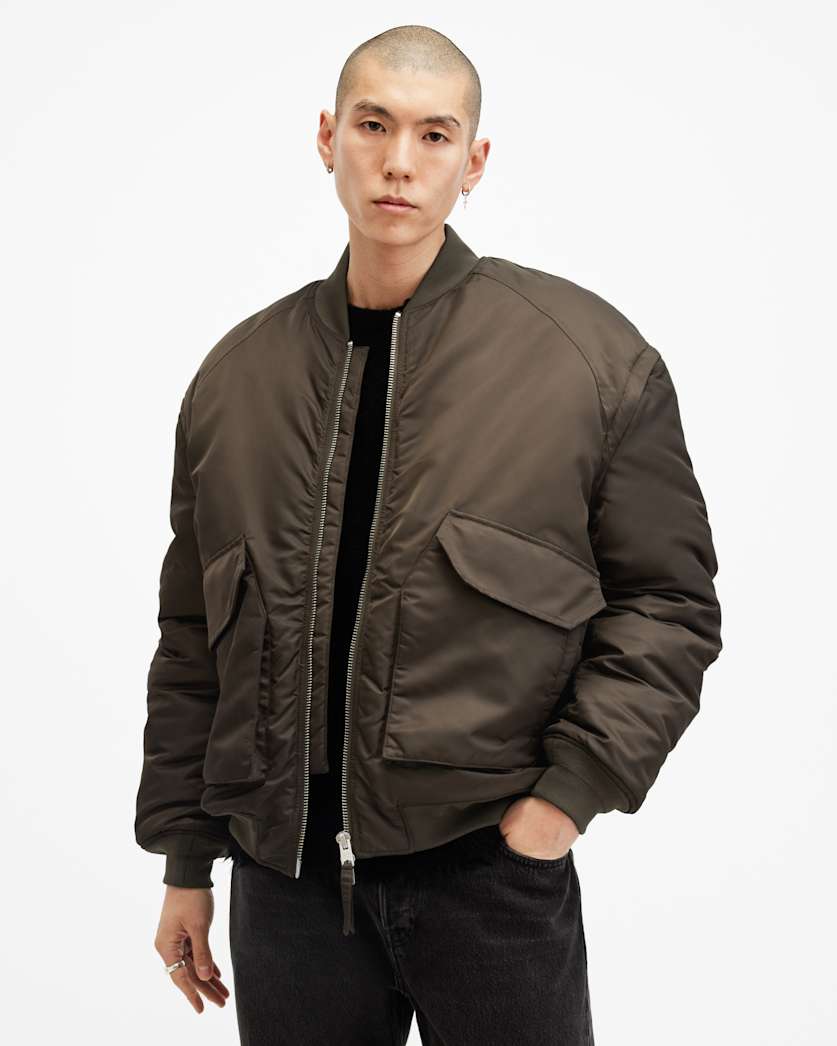 Hawk Oversized 2-In-1 Bomber Jacket DULL KHAKI GREEN | ALLSAINTS